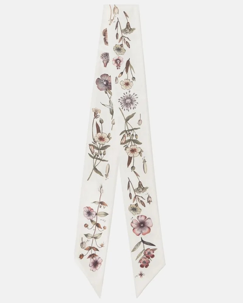 Loro Piana Foulard in seta con stampa floreale Bianco