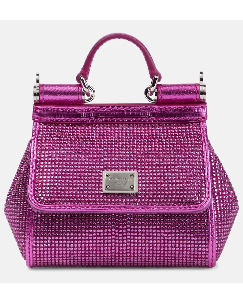 Dolce & Gabbana Borsa a spalla Sicily Mini in raso Rosa