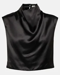 Saint Laurent Top cropped in raso Nero