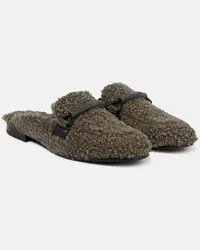 Brunello Cucinelli Slippers in shearling Marrone