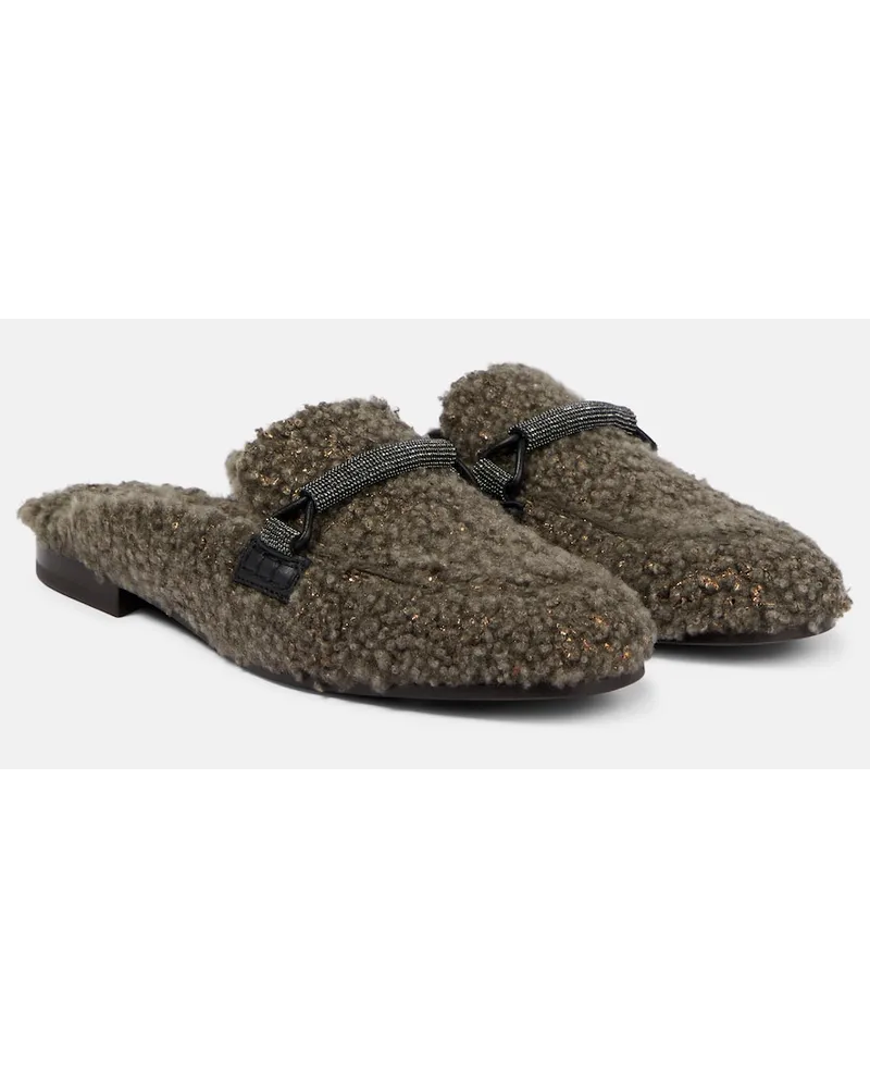 Brunello Cucinelli Slippers in shearling Marrone