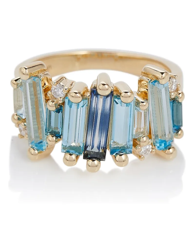 Suzanne Kalan Anello in oro 14kt con topazi e diamanti Blu