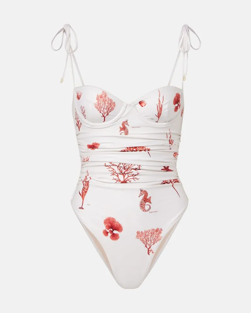 AGUA BENDITA Costume intero Rabano con stampa Bianco