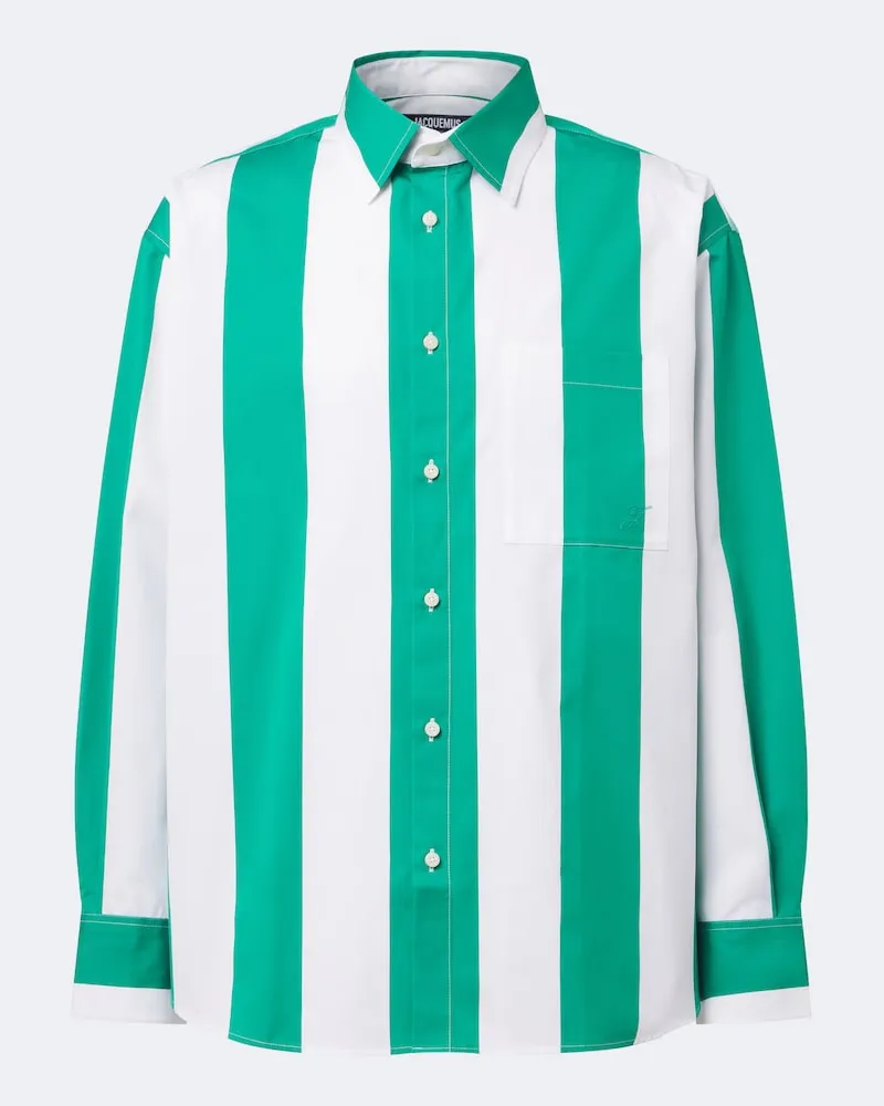 Jacquemus Camicia Camargue in cotone a righe Verde