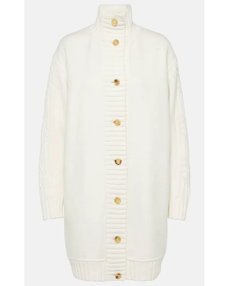 Max Mara Cardigan Alcazar in lana e cashmere Bianco