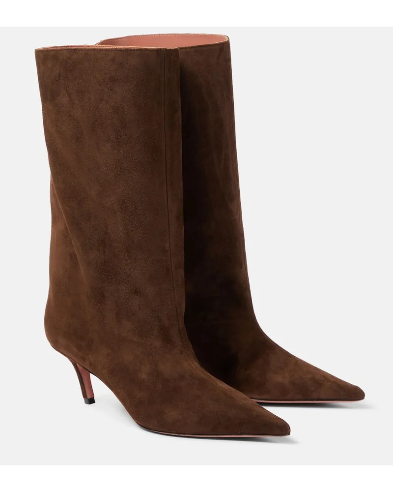 Amina Muaddi Stivali Fiona 60 in nappa Marrone