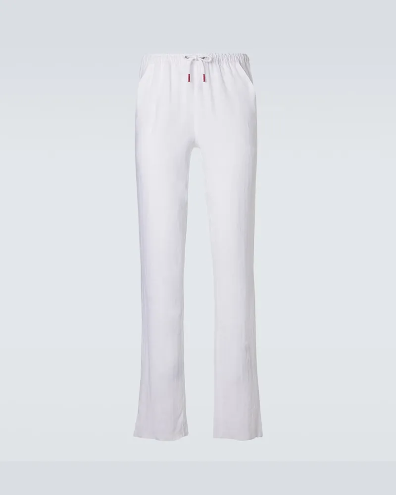 Kiton Pantaloni slim in lino Bianco