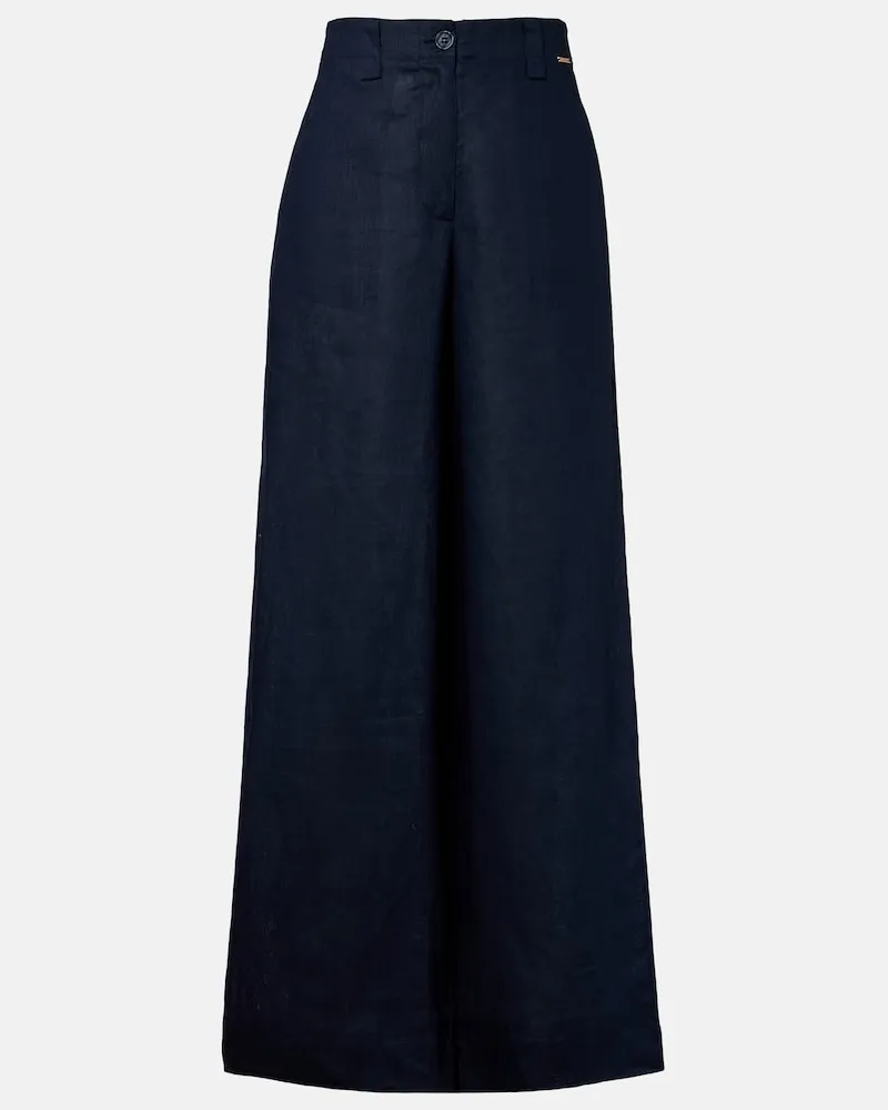 Melissa Odabash Pantaloni Serena in lino a gamba larga Blu