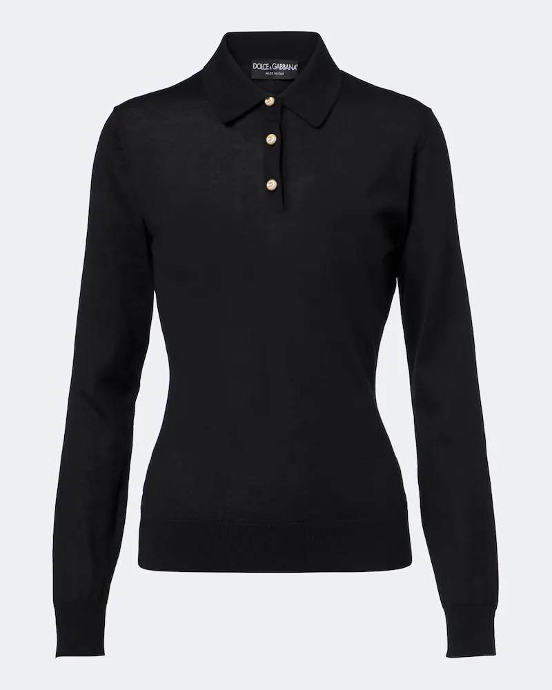 Dolce & Gabbana Pullover polo in cashmere Nero