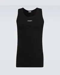 Dolce & Gabbana Top in misto cotone con logo Nero