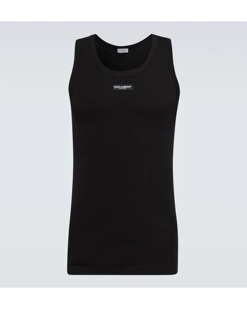 Dolce & Gabbana Top in misto cotone con logo Nero