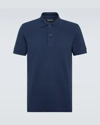 Tom Ford Polo in piqué di cotone Blu