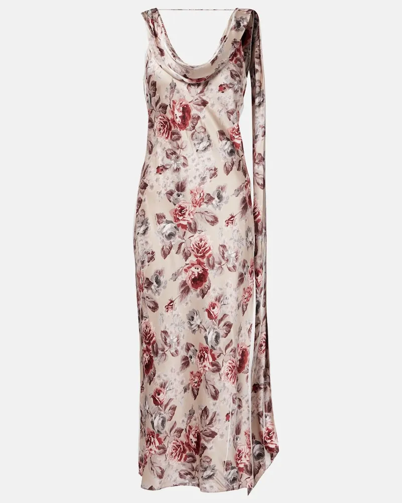 Acne Studios Abito midi con stampa floreale Multicolore