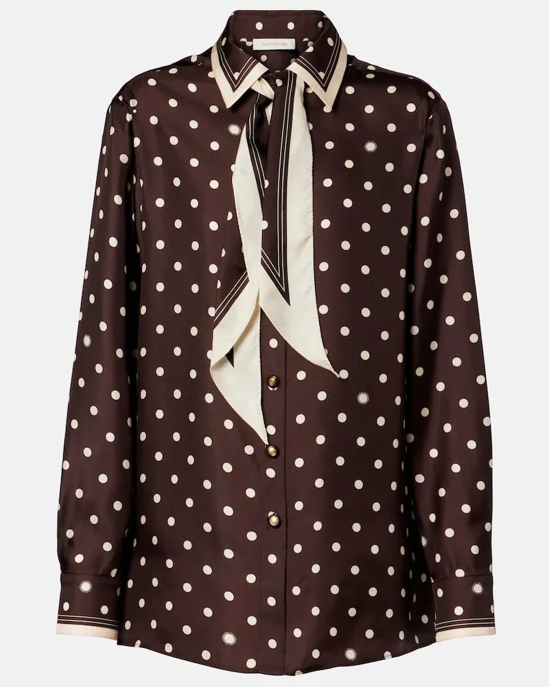 Zimmermann Camicia in seta a pois Marrone