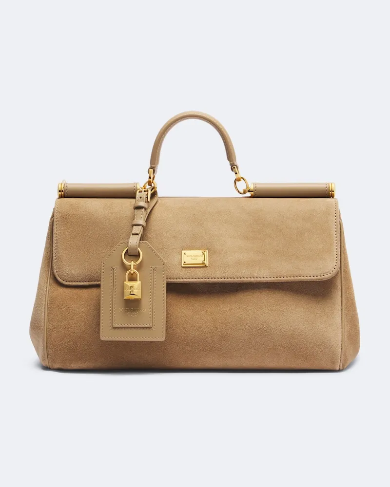 Dolce & Gabbana Borsa a mano My Sicily Medium in suede Beige