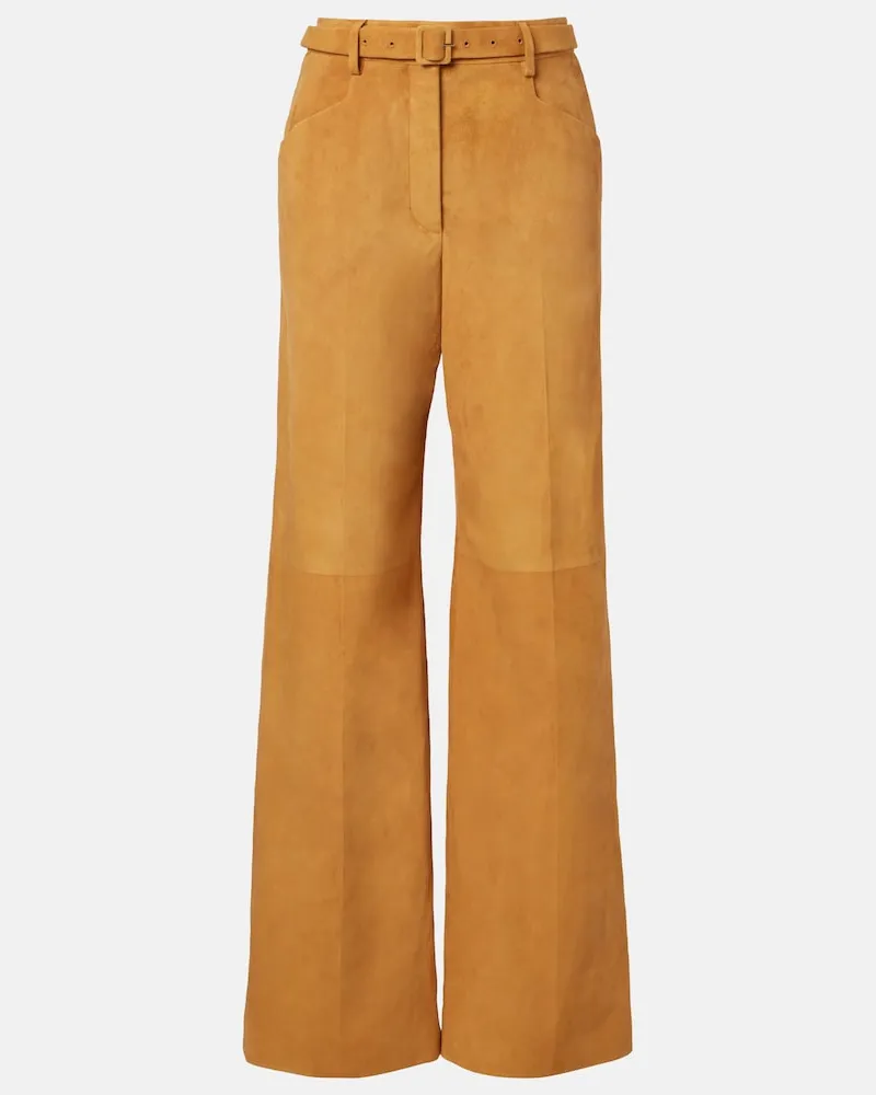 Gabriela Hearst Pantaloni Norman in camoscio a gamba larga Marrone