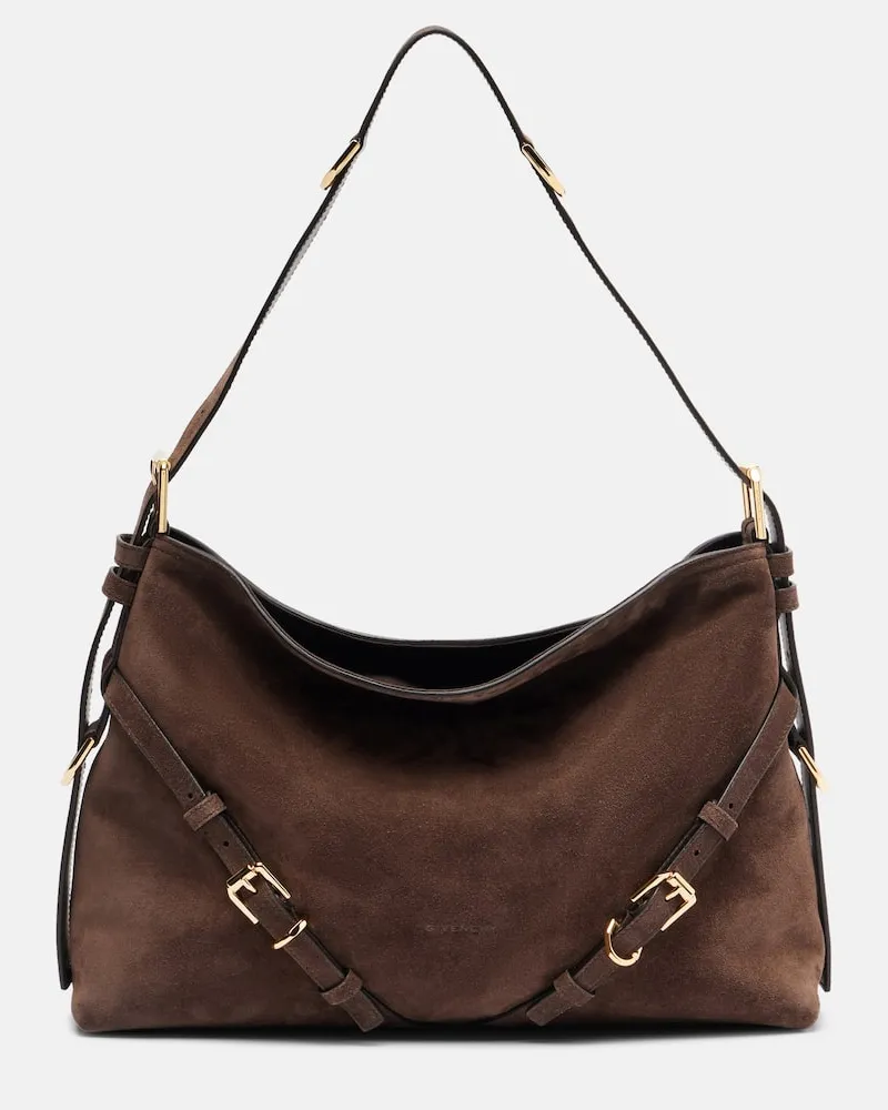 Givenchy Borsa a spalla Voyou Medium in suede Marrone