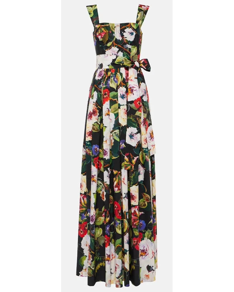 Dolce & Gabbana Abito lungo in cotone con stampa Multicolore