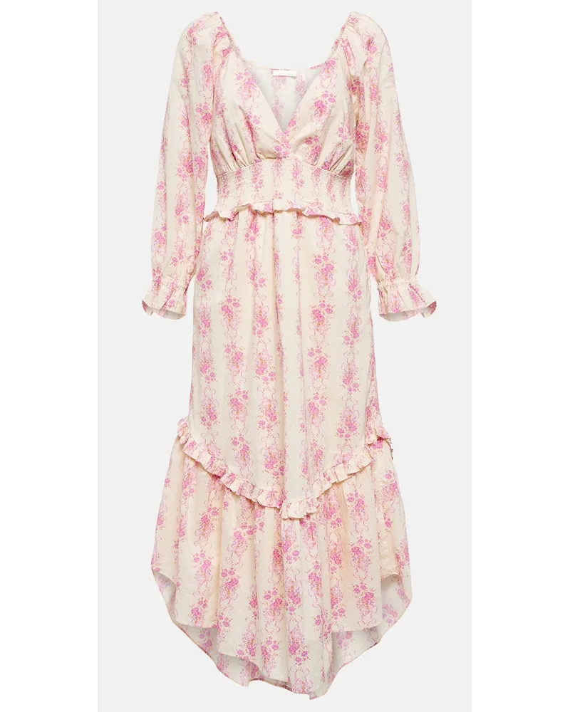 LoveShackFancy Abito midi Firefly in cotone con stampa Rosa