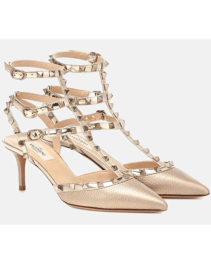 Valentino Garavani Pumps Rockstud in pelle metallizzata Oro