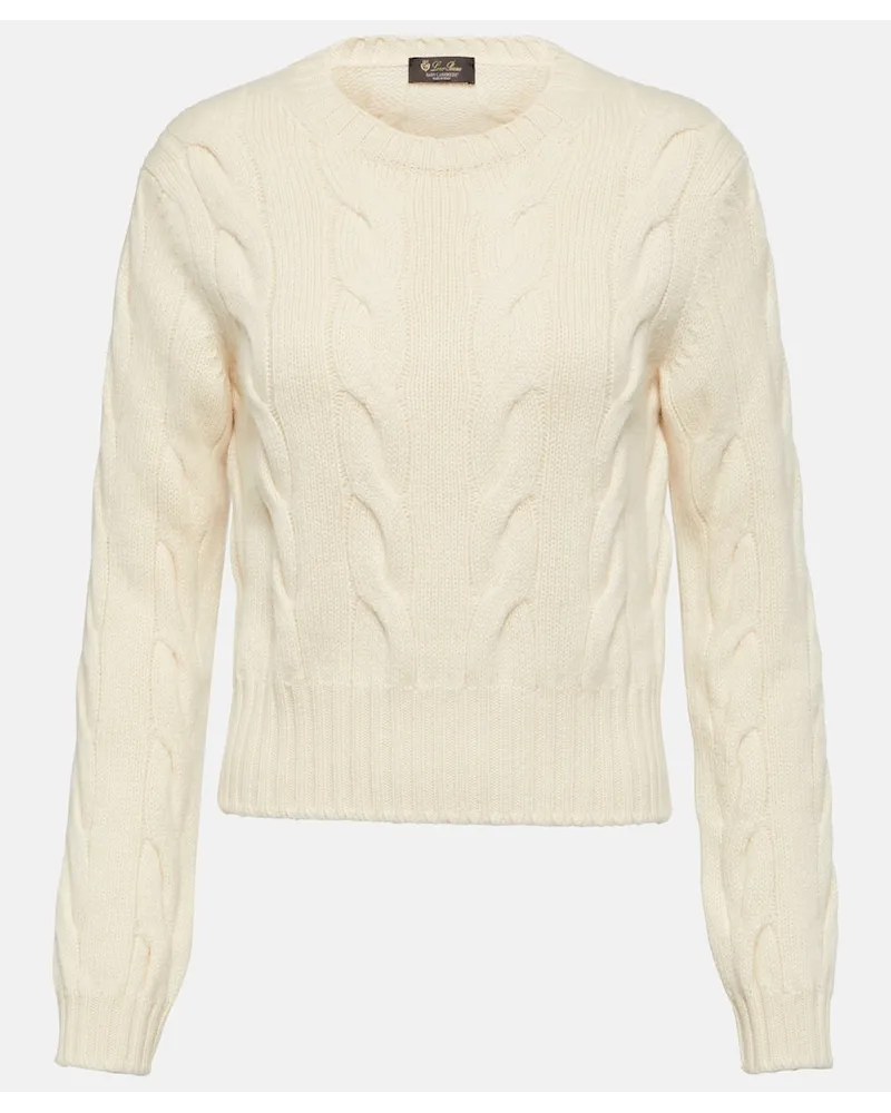 Loro Piana Pullover in cashmere a trecce Bianco