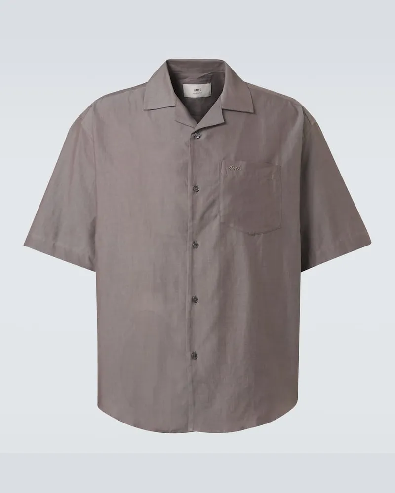 AMI Paris Camicia in gabardine di cotone Grigio