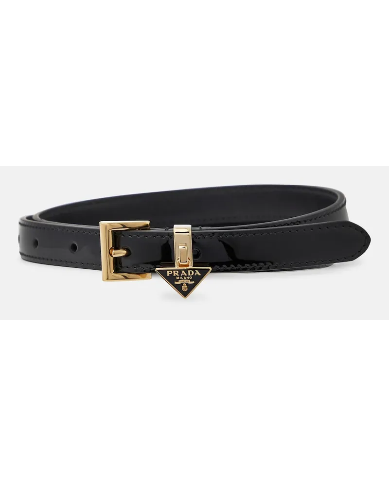 Prada Cintura in pelle con logo Nero
