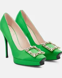 Roger Vivier Pumps in raso con plateau Verde