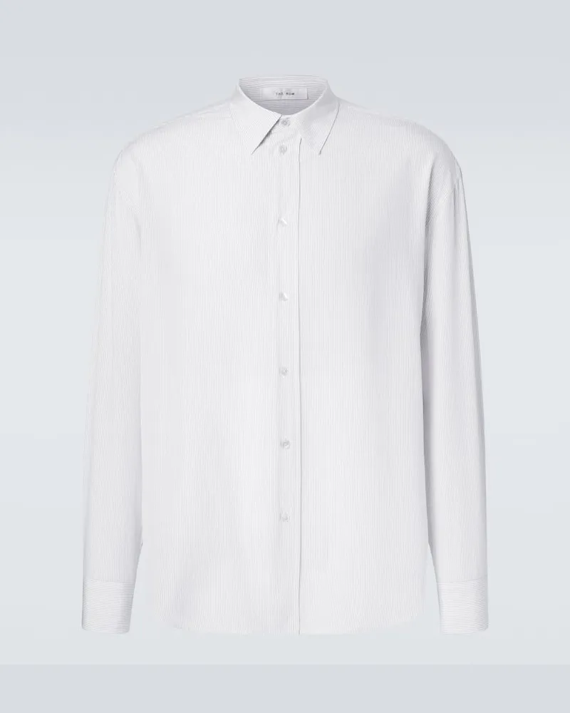 The Row Camicia Granada in popeline di seta a righe Bianco