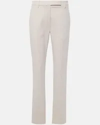 Brunello Cucinelli Pantaloni slim in misto cotone Neutro