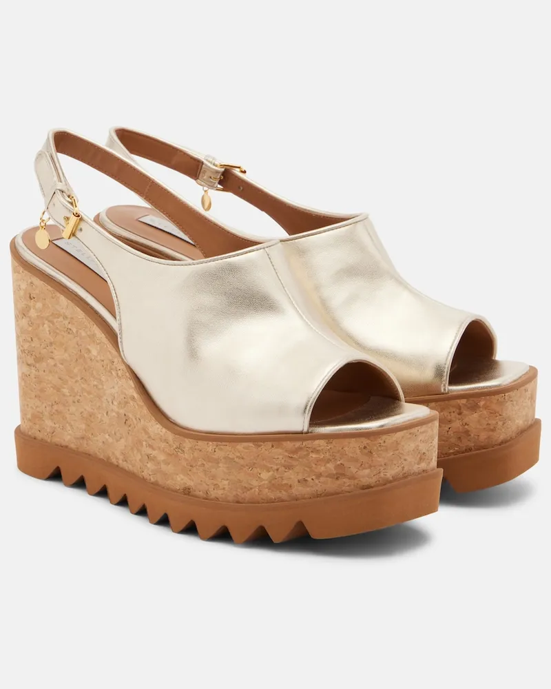 Stella McCartney Sandali Sneak-Elyse con zeppa Oro