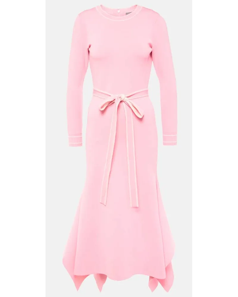 Monique Lhuillier Abito midi in maglia Rosa