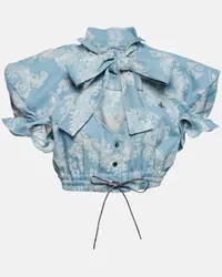 Vivienne Westwood Top cropped in jacquard di cotone Blu