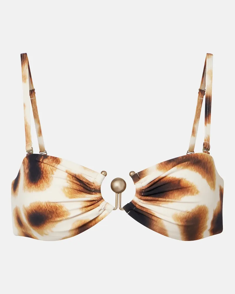 Christopher Esber Top bikini con stampa leopardata Marrone