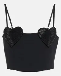 Blumarine Top cropped con ristalli Nero