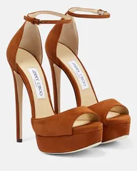 Jimmy Choo Sandali Max 150 in suede Marrone