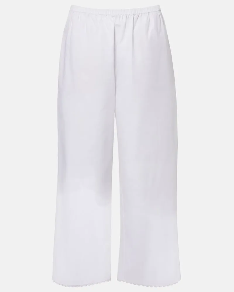 Róhe RÃ³he Pantaloni a gamba larga in cotone con ricamo Bianco