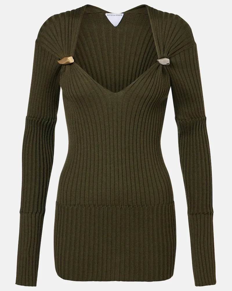 Bottega Veneta Top in cashmere e seta a coste Verde