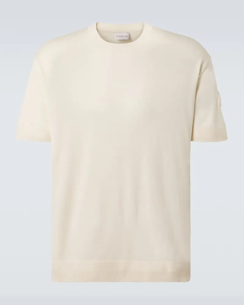 Moncler T-shirt in seta e cotone Bianco