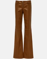 Aya Muse Pantaloni Cida in similpelle a vita bassa Beige