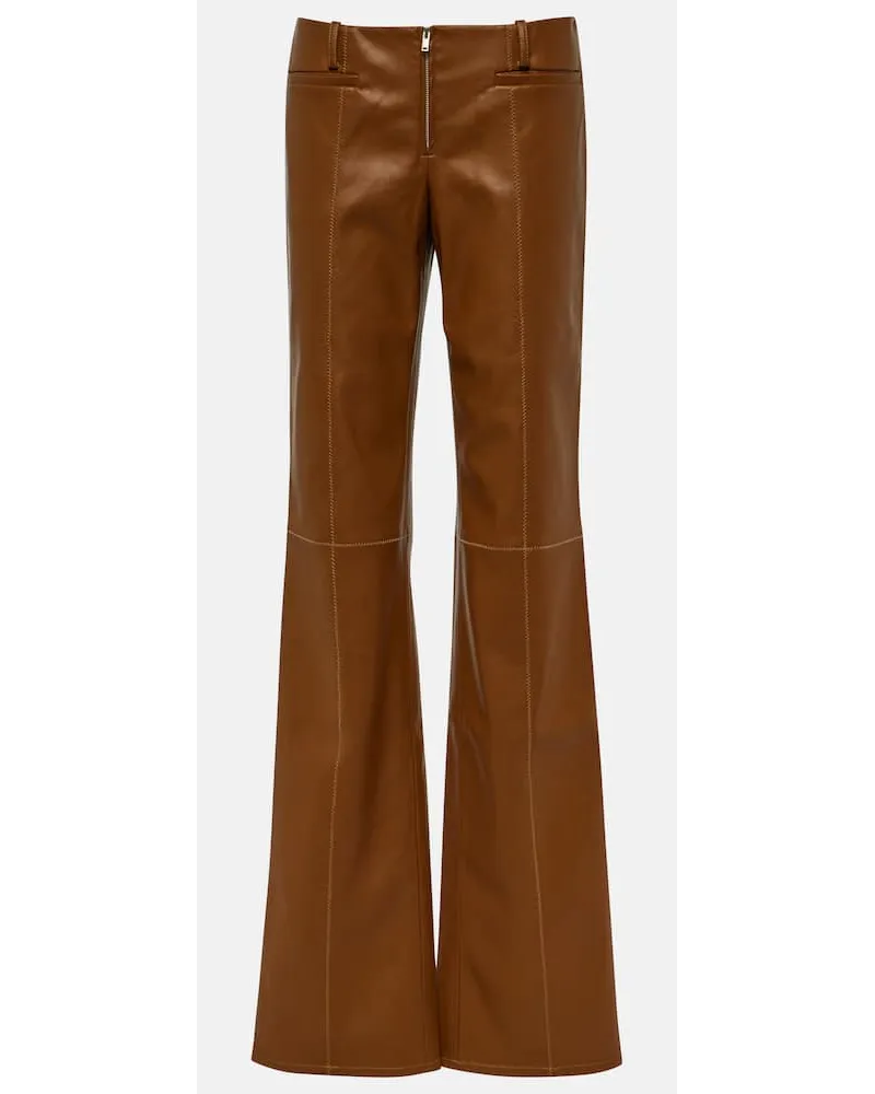Aya Muse Pantaloni Cida in similpelle a vita bassa Beige