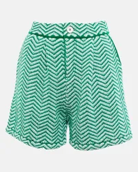 Barrie Shorts in cashmere e cotone chevron Verde