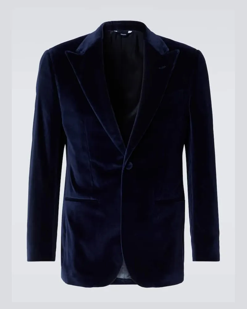 Thom Sweeney Giacca da smoking in velluto di cotone Blu