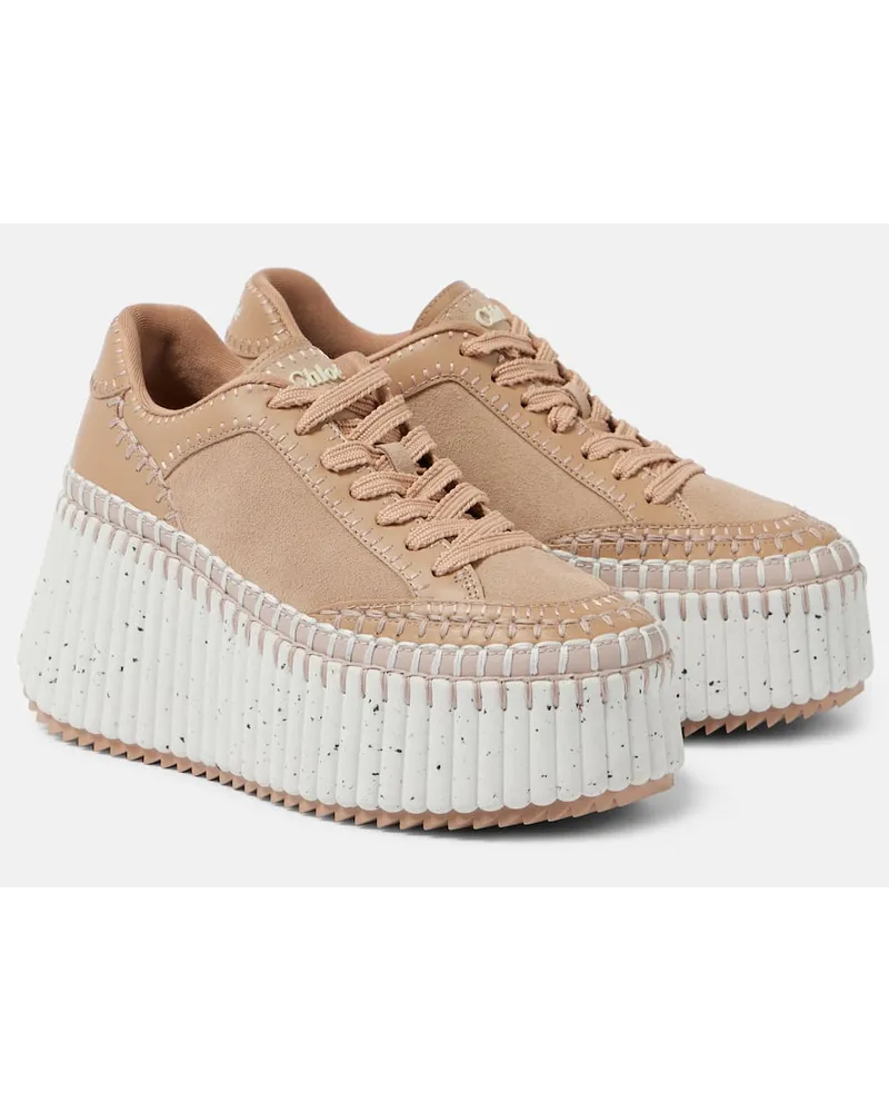 Chloé ChloÃ© Sneakers Nama 80 in suede e pelle con platform Rosa