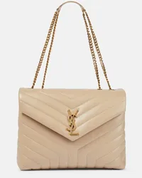 Saint Laurent Borsa Loulou Medium in pelle matelassé Beige