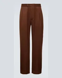 King & Tuckfield Pantaloni in cotone e lino Marrone