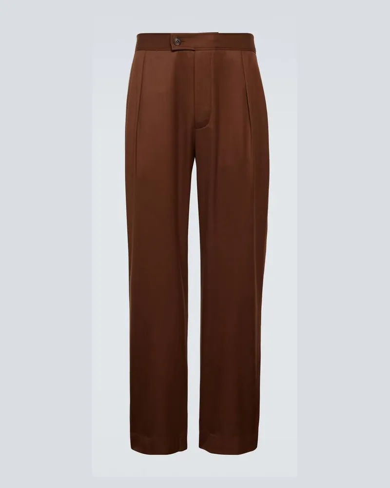 King & Tuckfield Pantaloni in cotone e lino Marrone
