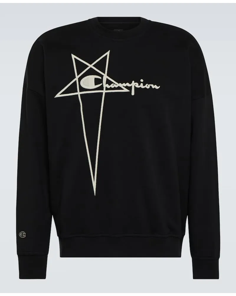 Rick Owens x ChampionÂ® - Felpa in cotone con ricamo Nero