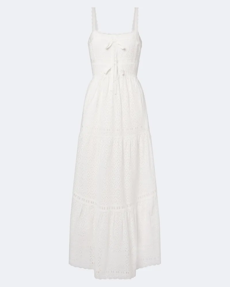Ulla Johnson Abito midi Constance in sangallo Bianco