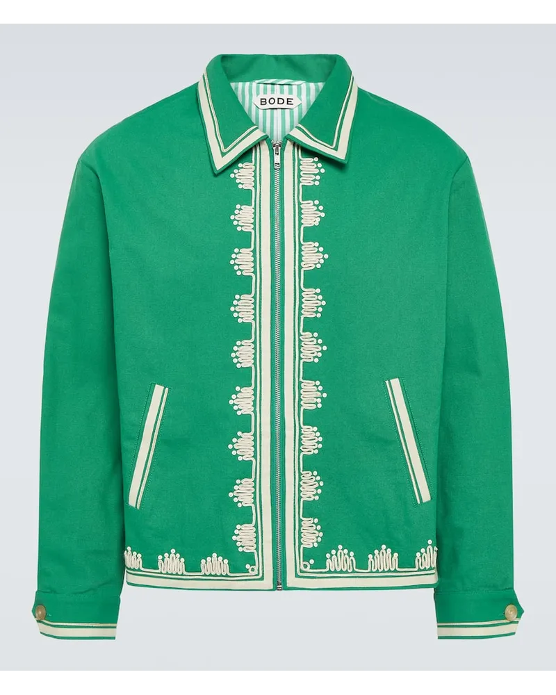BODE Giacca Ripple in cotone con ricamo Verde